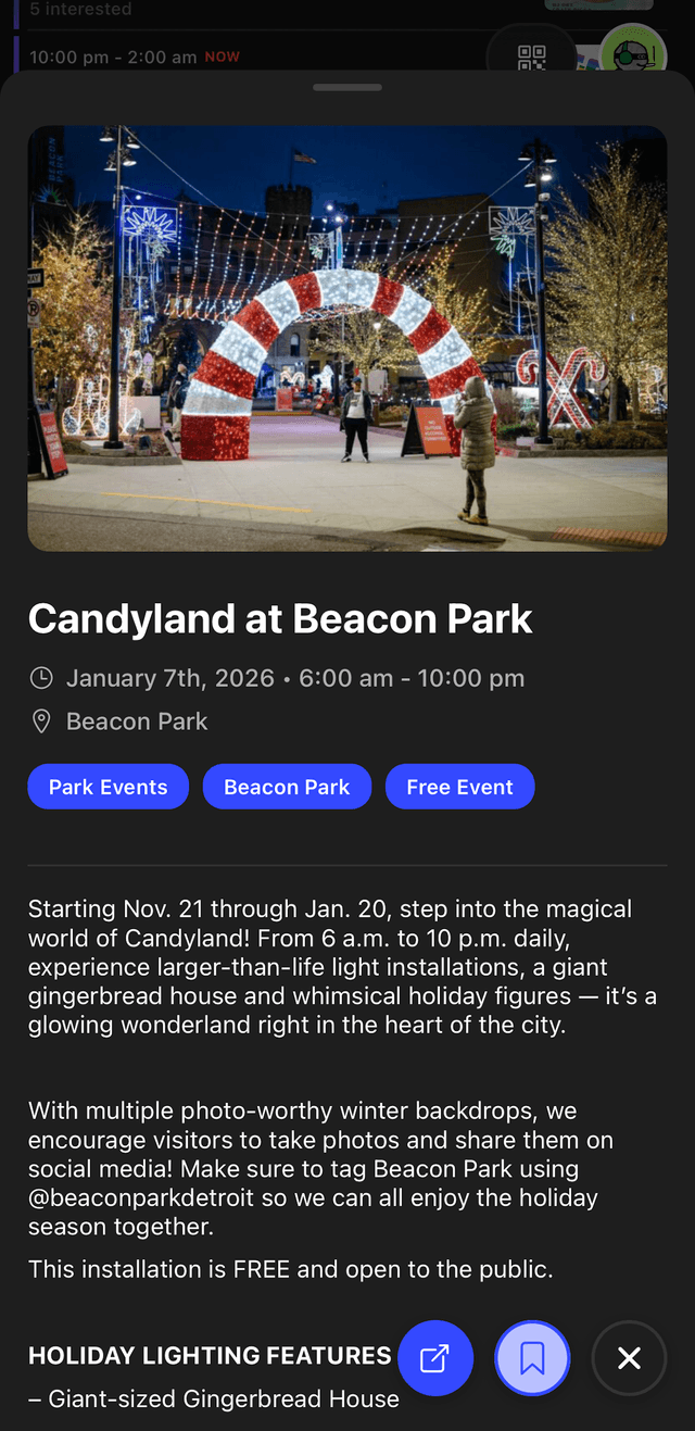 Renaissance City app - Event details